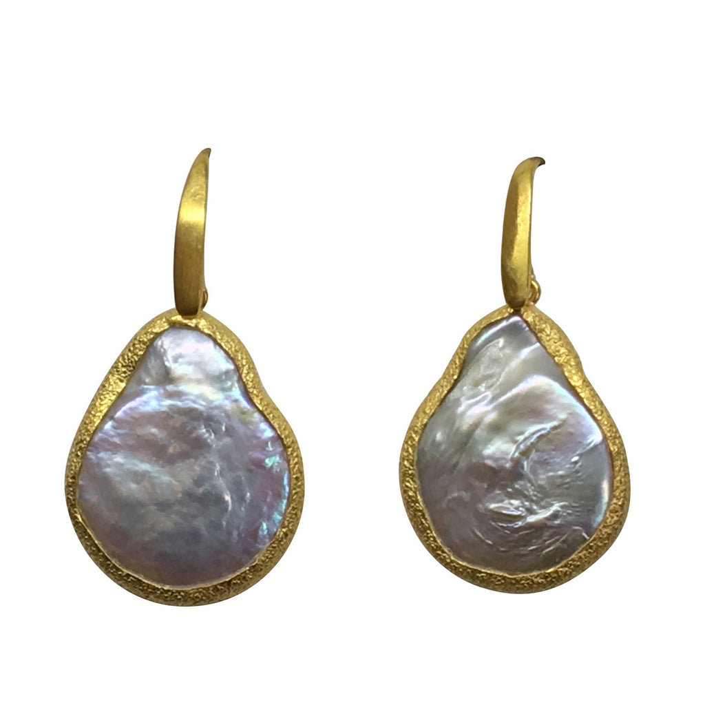 Pearl baroque pear gold earrings